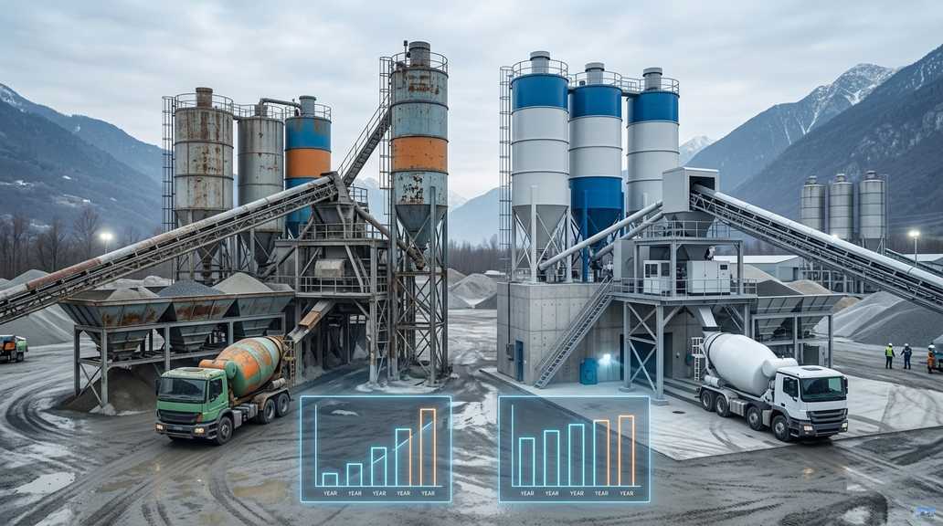 A comparison chart of new and old concrete mixing plants A comparison chart of new and old concrete mixing plants