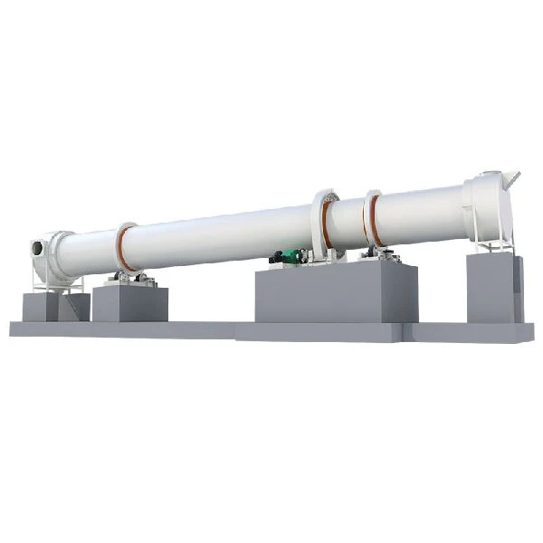Compact small cement kiln assembly on support bases