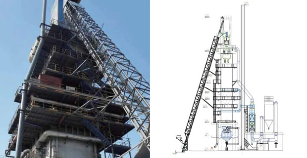 Double Beam Lime Kiln - Structure and Layout Double beam lime kiln structure and equipment layout drawing